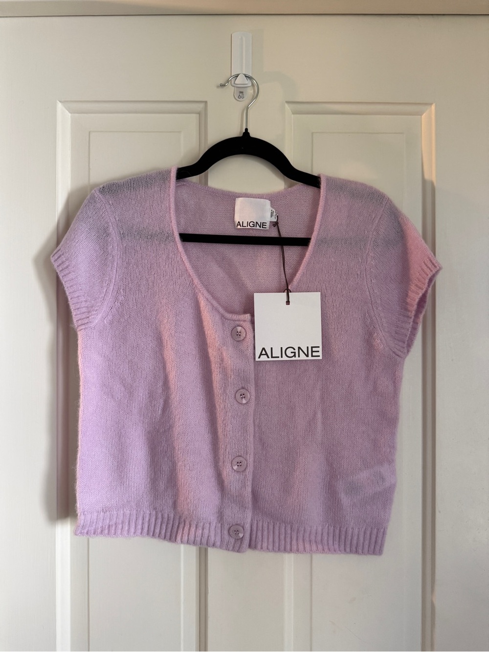 ALIGNE Lilac Cropped Button Cardigan